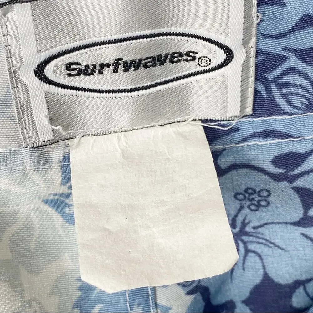 Men's Surfwaves Blue White Floral Board Swim Shorts Trunks 34